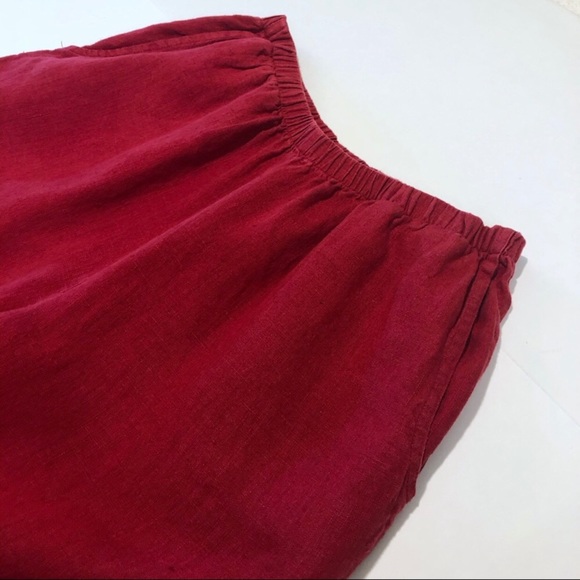 FLAX Red Linen Crop Pants - Picture 5 of 8